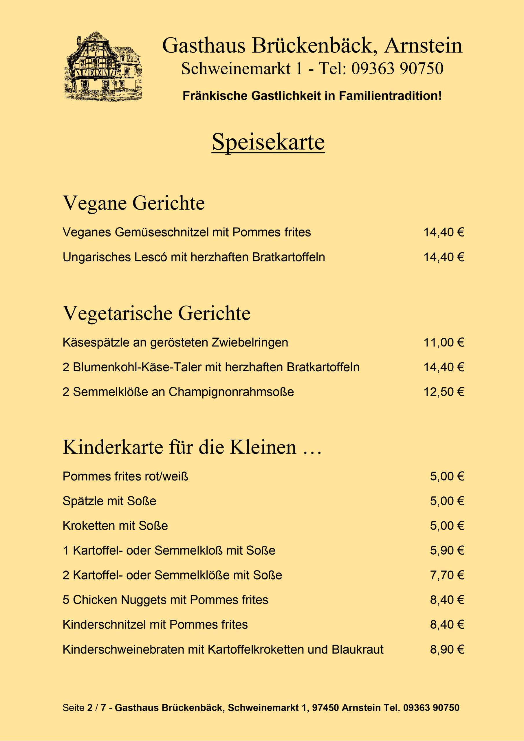 Gasthaus Brückenbäck - Speisekarte Seite 2/7
